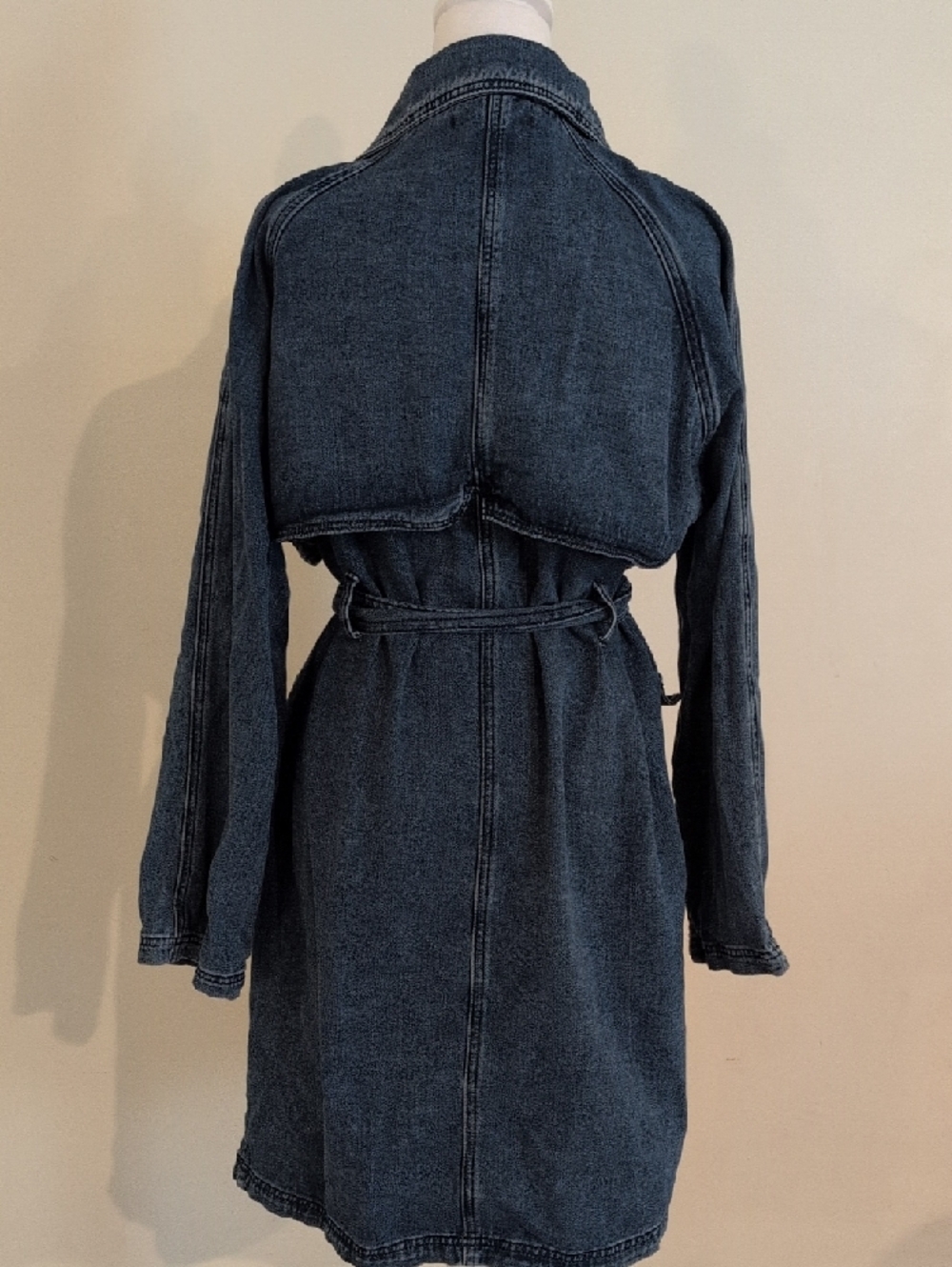 Forever 21 Dark Blue Denim Trench Coat with Belt - Picture 3 of 8